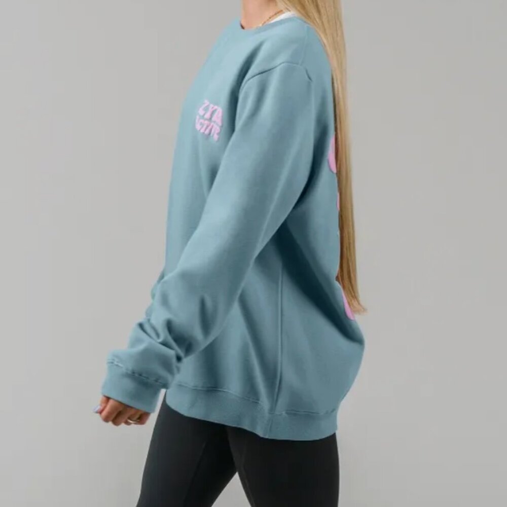 Zyia Light Blue Pillars Crewneck Sweatshirt - Picture 2 of 5